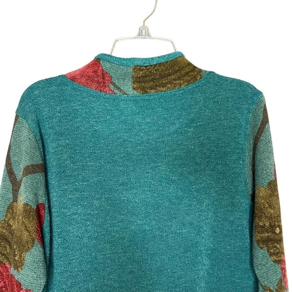 Trisha Tyler sweater flowers green turquoise women’s size small - Picture 4 of 10